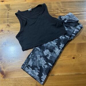 Kids Black and Gray Camo Matching Set